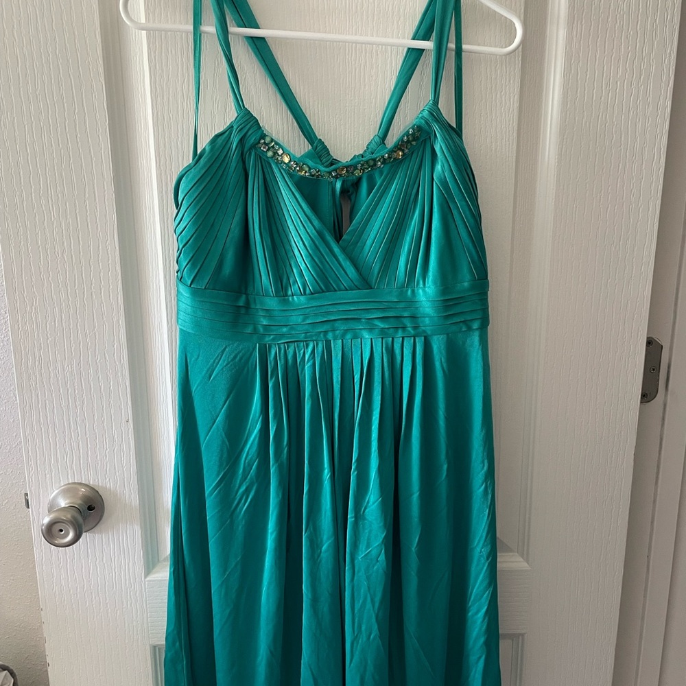BCBG Max Azeri Teal Evening Dress - short and lined.